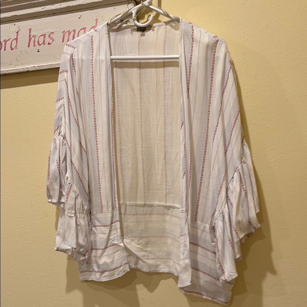 Striped Open-Front Kimono Cardigan